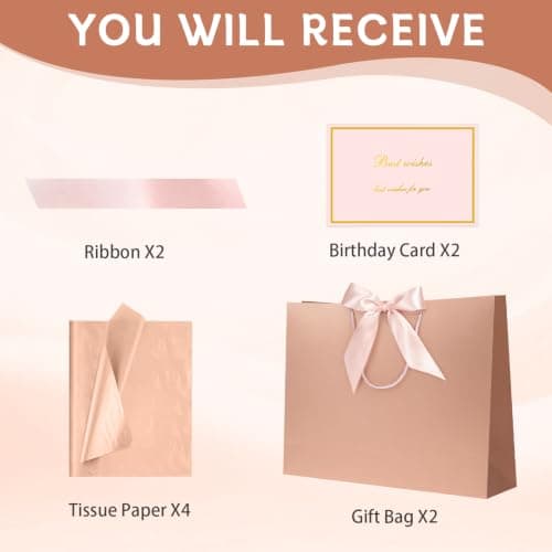 YoungTree Medium Rose Gold Gift Bag 28x20x10 cm 2-Pack — view 5