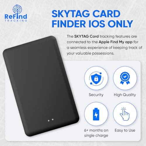 ReFind Wallet Tracker Card (IOS Only) - Rechargeable Wallet Tracker AirTag Alternative for Bags, Luggage, Suitcases and Purses. Slim and Durable GPS tracker Compatible with Apple Find My App — view 2