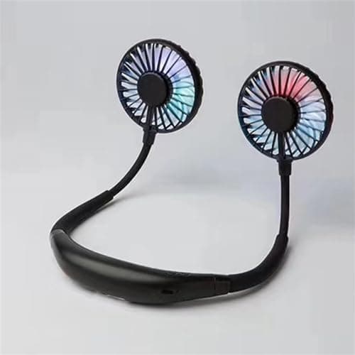 Dual Cooling Neck Fan, Portable USB Charging Neck Hanging Fan, Dual Cooling Mini Fan, Outdoor Lazy Fan with LED Lights and Aromatherapy — view 5