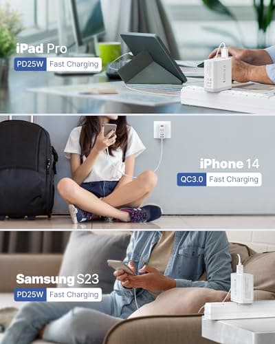 USB C Plug, 6-Port 55W Multi USB Charger Plug UK with Power Adapter +QC Wall Plug Multiport Mains, 3 Type C+3 USB A Ports Charging Plug for iPhone 16 15 14 13 12 11 Pro Max Plus XS XR SE,Samsung, iPad — view 5