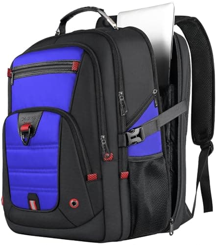 Z-MGKISS 17.3 Inch Large Backpack, Travel Laptop Bag for Men, College Backpack with USB Port, TSA-Approved Water Resistant Rucksack, Heavy Duty Business Weekender Bag, Blue