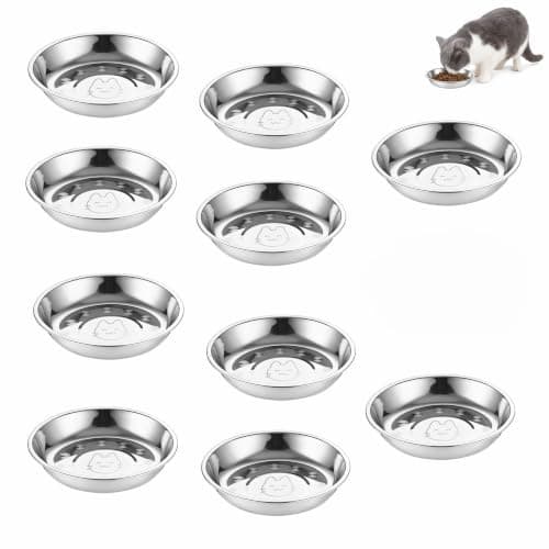 10 Pcs Stainless Steel Cat Bowls, Pet food Bowls for Cats and Puppies