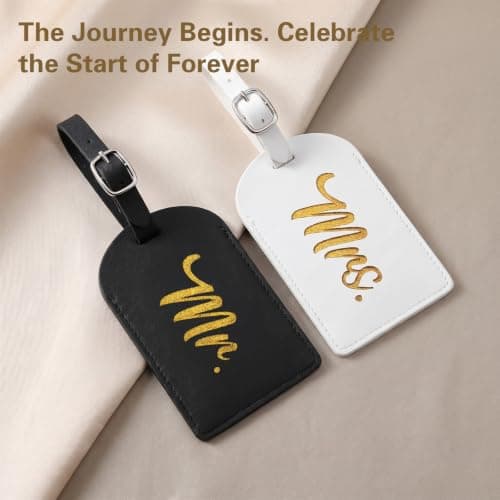 RAHHLIZS Mr and Mrs Luggage Tags Set of 2, Bride and Groom Gifts — view 6