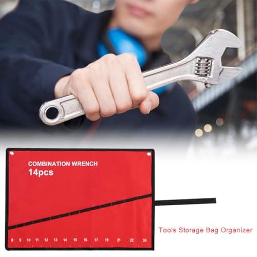 YIXANNX Durable Oxford Wrench Bags Securely Organize And Tools Waterproof Heavy Duty Oxford Tool Roll Tool Bag Multi-pocket, red 6 pack — view 3