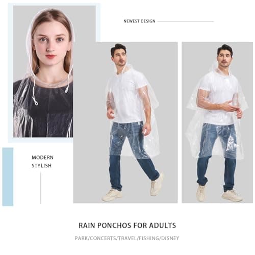 TUNCHMO Disposable Rain Ponchos for Adults 6 Pack Extra Thick — view 6