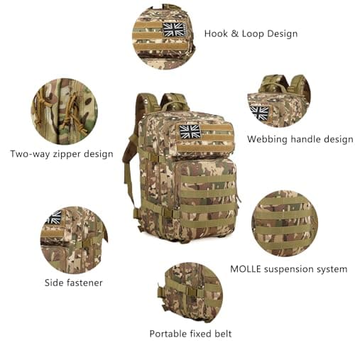 Geebymol 45L Military Tactical Backpacks Large Molle Army Assault Pack — view 4