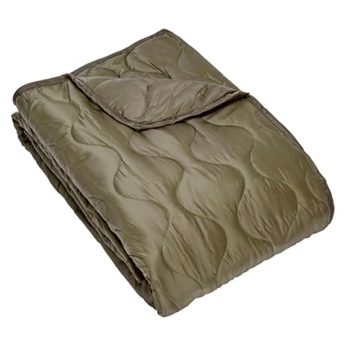 Army Style Poncho Liner Quilted Travel Car Blanket Sleeping Bag Ripstop Olive — view 2