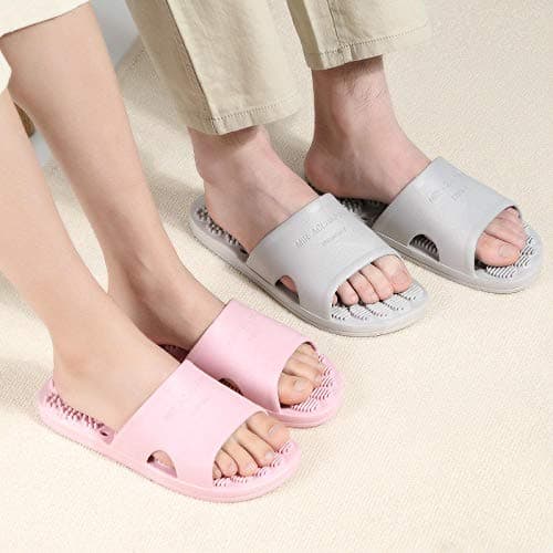 Nwarmsouth Casual Anti-Slip Floor Sandals,Home non-slip slippers, soft sole massage sandals-leather powder_UK6-UK6.5,Slim Glamour Flip Flops — view 2