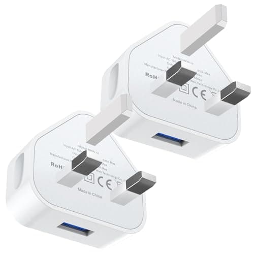 LOVEAI 2Pack USB Plug, USB Charger Plug Adaptor UK 3 Pin Mains Charger 5V 1A i Phone Charging Plug Adapter UK Compatible with iPhone Apple 14 13 12 11 Pro Max 10 XS X XR 8 7 6 6S Plus 5 SE 2020,i Pad