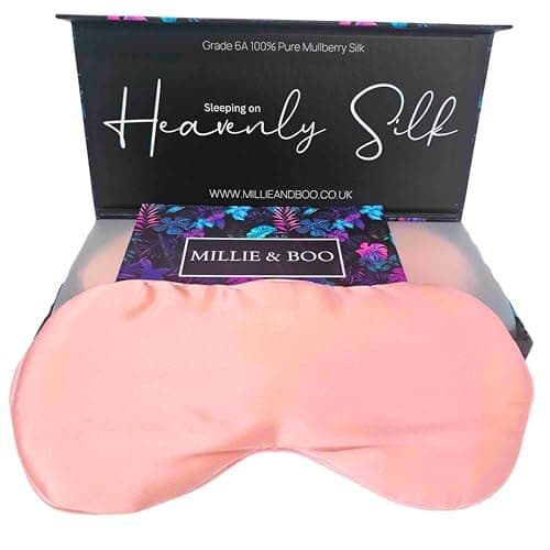 Millie & Boo Silk Sleep Mask - 100% Pure Organic Mulberry 19 Momme Silk Eye Mask for Sleeping |Comfortable Eye Mask with Elastic Band for Women & Men - Gift Box Included (Light Pink) — view 3