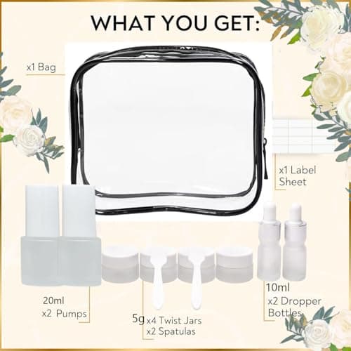 Skincare Glass Travel Bottles with Label, Travel Bottles for Toiletries 9Pack,Leak-Proof,TSA-Approved Toiletry Bag,Small Travel Containers,Mini Travel Size Toiletries Bottles — view 4