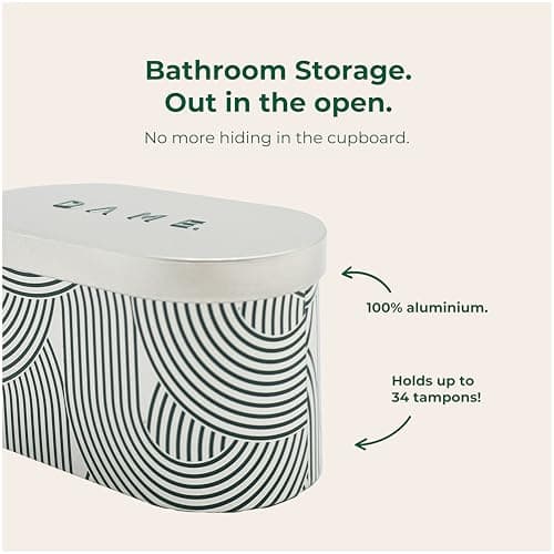 DAME Tampon Storage Tin – Elegant Bathroom Organiser for Tampons and Feminine Care Essentials | Durable Aluminum Storage Box with Lid for Travel and Home — view 2