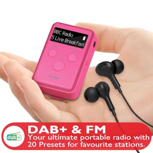LEMEGA MINI GO DAB Pocket Digital Radio,Rechargeable,Earphones Incl,Pink — view 2