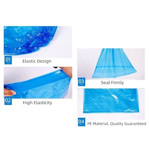 Oyiclyea 16 Pairs Waterproof Shoe Covers Boot Cover Blue, Long Disposable Non-slip Waterproof Boot Covers, Thickened Material, Portable Family Pack, Suitable for Rainy Days and Muddy Roads — view 4