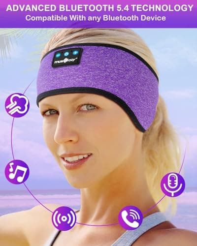 MUSICOZY Sleep Headphones for Side Sleepers, Breathable Bluetooth Headband — view 4