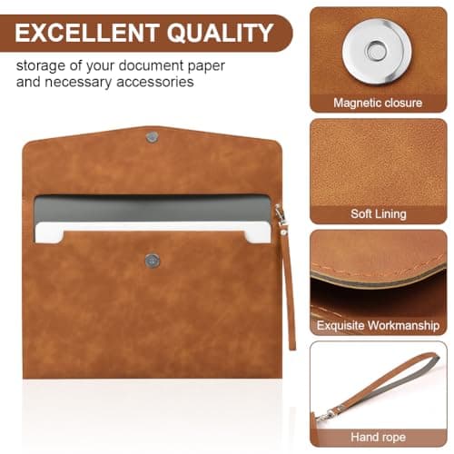 OFFCUP Envelope Documents, A4 Leather File Folder, Portable PU Document Bag — view 3