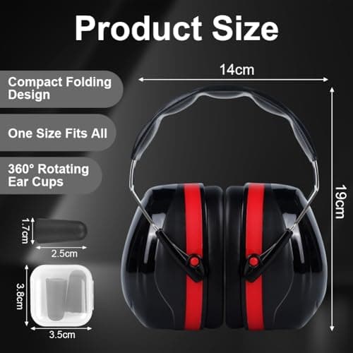 flintronic Ear Defenders Adults, 28dB Protection Noise Cancelling Headphones, Protective Earmuffs, Noise Cancelling Headphones Earmuffs with Adjustable Headband for Shooting Gardening Working — view 2