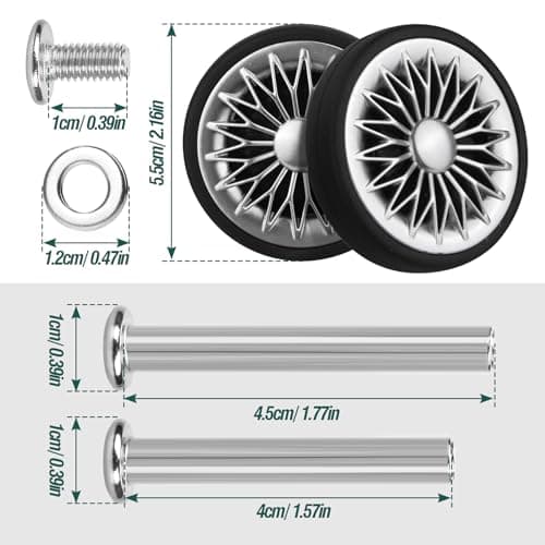 Ech.Apr Luggage Wheels Replacement 55mm x 11mm, 8 Pcs Suitcase Replacement Double-Row Wheels Wear Resistant Rubber Repair Wheels for Luggage, Grey — view 2
