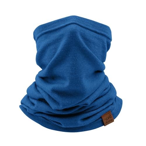 ACUSHLA 100% Merino Wool Neck Gaiter, Ski Mask Neck Warmer Unisex, Cyan