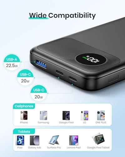 A ADDTOP Portable Charger Power Bank - 20000mAh 22.5W Fast Charging Battery Pack USB A & USB-C In/Output - PD3.0 QC4.0 Phone Charger with LED Display for Smartphone Tablet — view 5