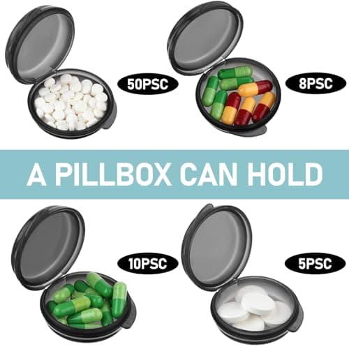 ElevateTech 3 Pack Small Pill Box Mini Pill Case Daily Pill Organizer Travel Pill Container Medicines Storage Box(Black) — view 4