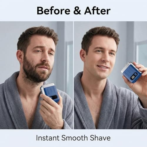 Mini Electric Shaver for Men,Cordless Rechargeable Travel Shaver,Double Head Mini Portable Beard Trimmer Men,Wet & Dry Face Shavers,Fast Shaving Mens Electric Razor,Waterproof Compact Razor — view 5