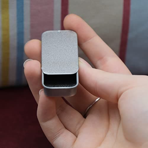 SHC Web 3 x 10ml Rectangular Tin with Slider Lid - Mini Favour/Gift/Sweets/Lip Balm/Pill Boxes - Silver - Sliding Top - Pocket Size - Camping/Hiking Everyday Carry edc - 3 PACK — view 2