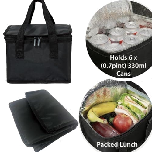 Arikky Lunch Bag Insulated Women Men Kids Cool Bag Lunch Box School Girls Boys Toddlers Picnic Bag Travel Small Mini Cooler Black 6 cans — view 4