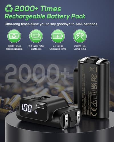 YUANHOT Rechargeable Battery Pack for Xbox Series X/S/One/Elite,LED Display — view 5
