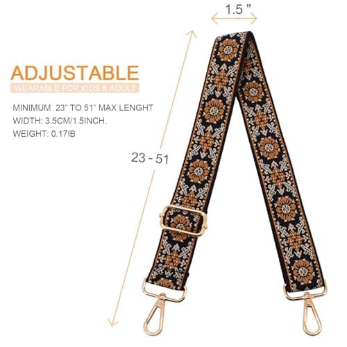 ROYGBCP Replacement Purse Strap Shoulder Strap Adjustable Crossbody Strap for Women, Wide Crossbody Bag, gold, 1.5in width, 23 - 51 in length — view 3
