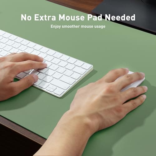 Aothia PU Leather Desk Mat,Large Mouse Mat, 80 x 40 cm, Olive Green — view 2