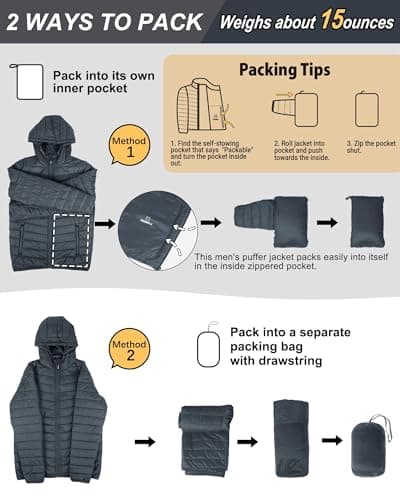 Outdoor Ventures Men's Winterjacket Water Resistant Hooded Puffer Jacket — view 5