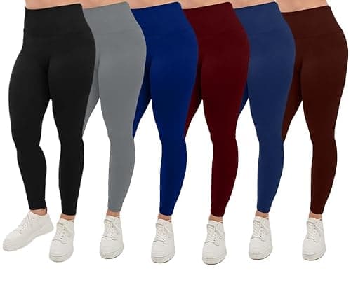 Love My Fashions® Women's 6 Pack Super Soft High Waisted Elasticated Tummy Control Winter Warm Thick Fleece Lined Seamless Full-Length Leggings for Workout & Running