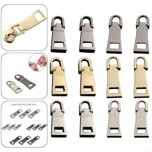 Honseadek 10pcs Metal Zipper Pulls Replacement for No 3 and No 5 — view 3