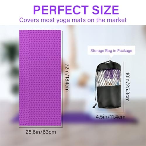 Audasi Yoga Mat Towel Yoga Towel Non Slip Hot Yoga with Mesh Carrying Bag 183 * 63cm Large Gym Towels Quick Dry Portable Breathable Yoga Mat Towel for Bikram Pilates Gym Workout(purple) — view 6