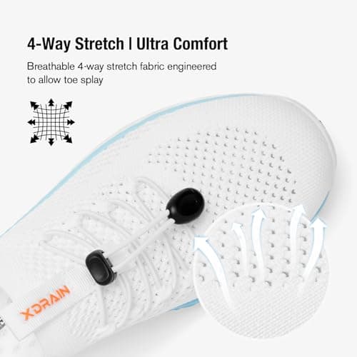KOLILI Women's Stylish Water Shoes, Tennis Walking Shoes with Arch Support, Best for Water Sports, Travel & Walk, White/Aqua, 7 UK — view 4