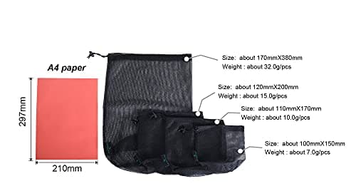 iBasingo Black Drawstring Mesh Bags Nylon Stuff Sack 5 Pack BVP03 — view 6