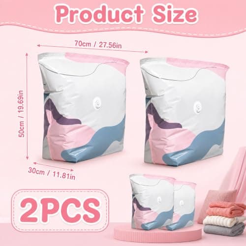 2 PCS No Pump Vacuum Storage Bags, Medium Size Compression Bags, Hand-Press Seal Technology for Travel Luggage and Seasonal Clothing Storage, Space Saving Storage Solution for Apartments — view 2