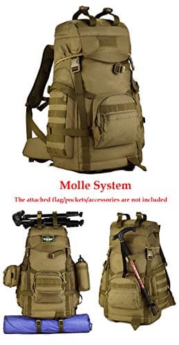 YUHAN Tactical Backpack, 60L Hiking Backpack Military Army Combat Rucksack MOLLE Trekking Rucksack Trekking Backpack Green — view 4