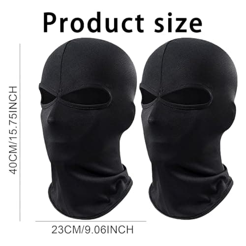 AWAVM 2 Pcs 2 Black Balaclava Mask Double Face Mask, 2 Hole Balaclava Classic Lightweight Black Ski Mask, Winter Headwrap Double Hole Breathable Full Face Ski Mask Balaclavas for Men — view 2
