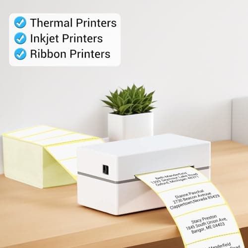 102 Plain White Sticky Labels Stickers 100 x 50 mm Blank Self Adhesive Address Sticker Packing Shipping Postage Envelope Storage Box Jars Parcel Label for Thermal Inkjet Ribbon Printer (Pack of 3) — view 4