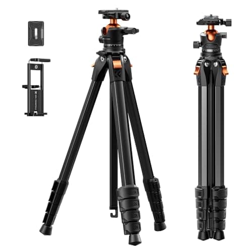K&F CONCEPT 73"/187cm Compact Travel Tripod for DSLR Camera and Phone