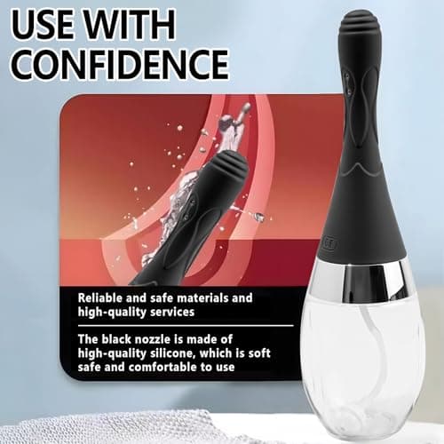 Anal Douche Automatic Enema Bulb, Rechargeable Personal Hygiene Cleaning Kit with 5 Nozzles and 3 Water Pressure Modes, Portable Deep Cleaning Device with Silicone Bottle for Home Bathroom and Travel — view 5