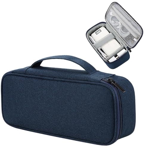 Teskyer Travel Tech Pouch, Protable Cable Organiser Bag, Electronics Accessories Travel Organizer Case for Cable Charger Earphone Power Bank Hard Drive - Navy Blue