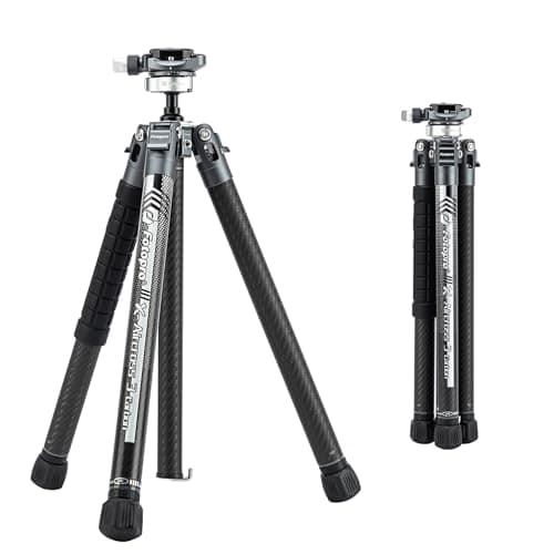 Fotopro 62" Camera Tripod, Ultralight 1.8lbs Carbon Fibre Tripod with 360° Ball Head, 22lbs Load, 1-Sec Quick Lock, Carry-On Travel Tripod for DSLR Mirrorless Cameras, X-Aircross 3 Lite