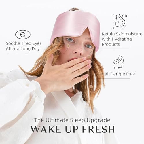 TOPNMA 100% Silk Sleep Mask, Large Blackout for Side Sleeper - Lotus Pink — view 4