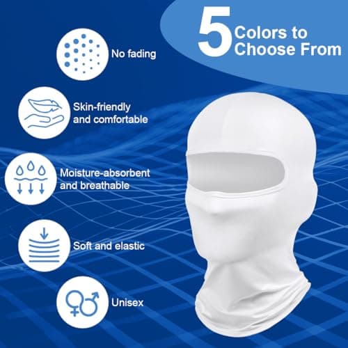 DiULi Balaclava Ski Face Mask, White Ski Mask UV Protector Scarf — view 4