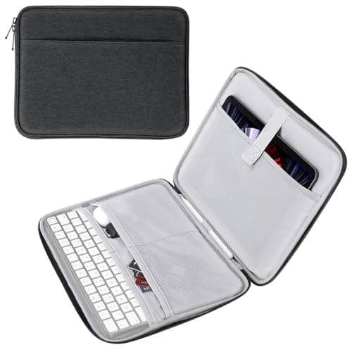 MoKo 13 Inch Tablet Sleeve Bag, Protective Bag with Two Compartments Fits MacBook Neo (A18 Pro), 13 inch iPad Air M4, 13 inch iPad Pro M5, Surface Laptop Go 12.4, Galaxy Tab S8+/S9+ 12.4, Black & Gray