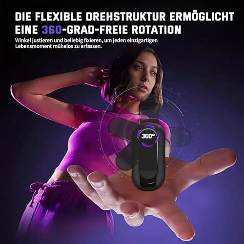 Baobylon Mini Action Cam 360°, 1080P Mini Body Cam Camera — view 6