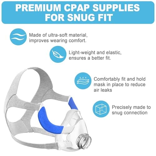Improved CPAP Mask Kit Compatible with Resmed Airfit F20 Medium, Replacement Headgear Frame Assembly, Secure Seal & Optimized Sleep Apnea Mask, CPAP Accessories Supplied by BlessEase (No Elbow) — view 2